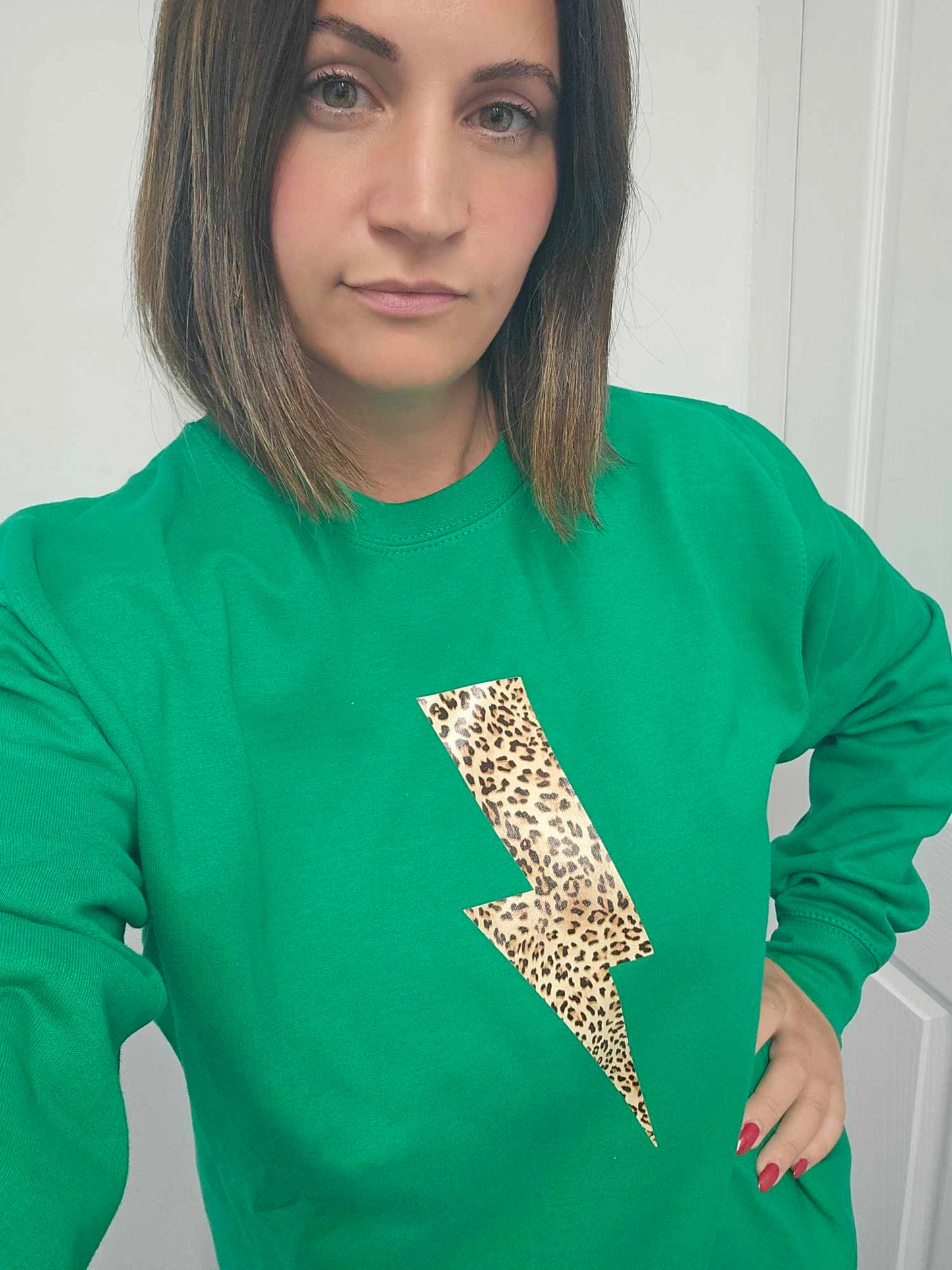 Leopard print lightning Bolt Sweater