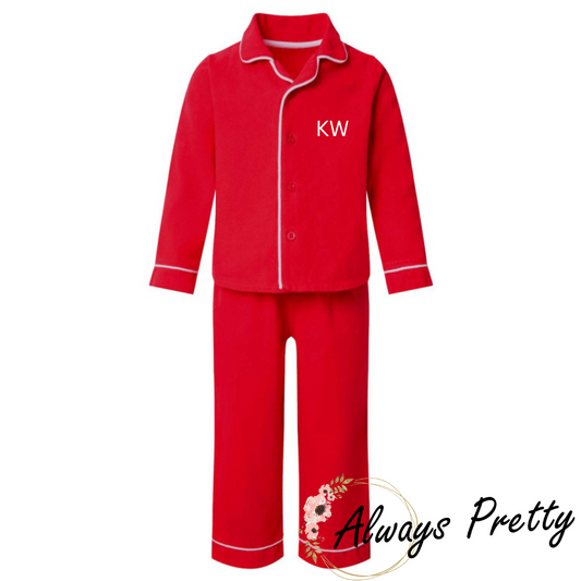 Personalised Long Sleeve Red PJ Set