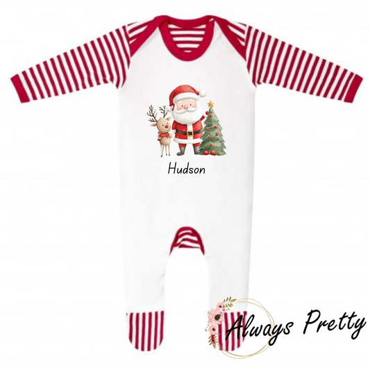 Personalised Santa & Reindeer Sleepsuit