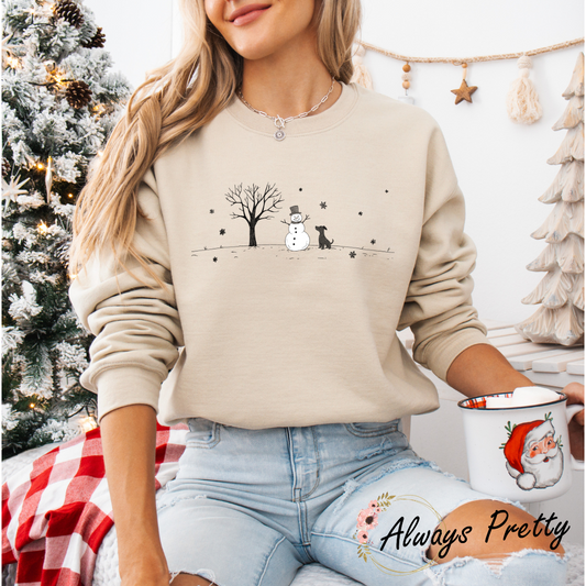 Snowman & Dog Design Christmas Sweater