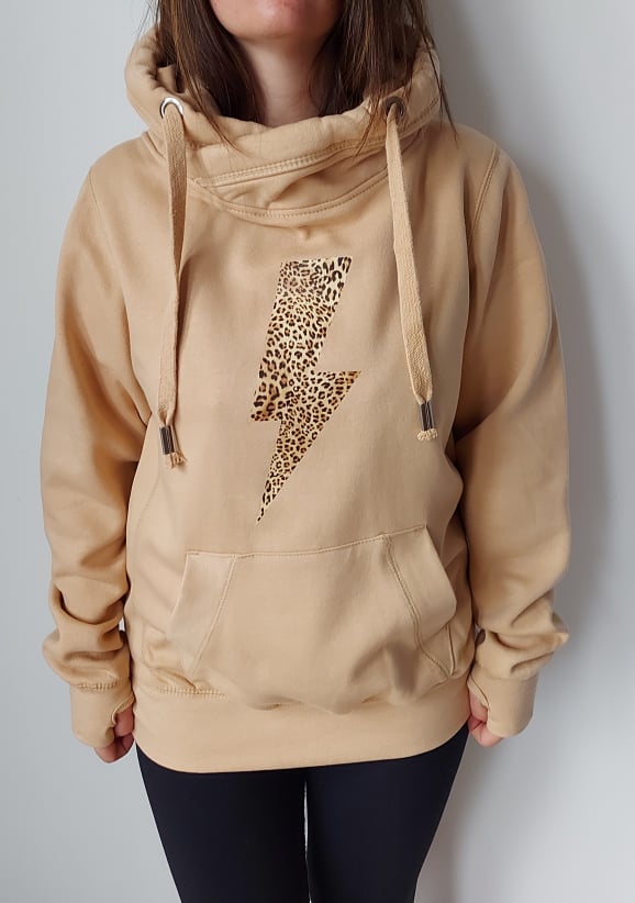 Leopard Print Lightning Bolt Chunky Hoodie