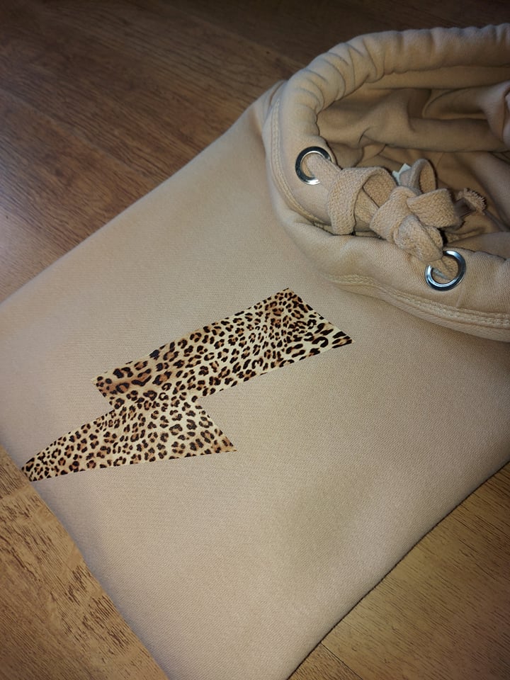 Leopard Print Lightning Bolt Chunky Hoodie